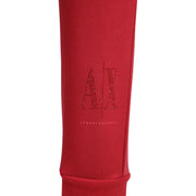 Rouge armani exchange Pantalon pour femme en viscose mélangée orné d'un logo hache scintillant et d'une broderie du nom de la marque