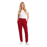 Armani Exchange Pantalon de jogging rouge pour femme en viscose mélangée, taille KH, avec cordon de serrage à la taille et ourlets côtelés.