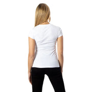 Armani Exchange femme coton blanc t-shirt avec des manches courtes, un col arrondi et une silhouette ajustée