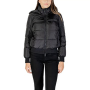 Doudoune noire à capuche et matelassée pour femme par armani exchange en nylon