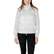 Armani Exchange Doudoune blanche matelassée en nylon pour femme, avec col montant et poignets côtelés