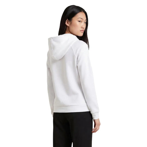 Armani Exchange Sweat-shirt à capuche blanc pour femme, confectionné dans un mélange de coton à la texture douce et lisse et aux lignes épurées.