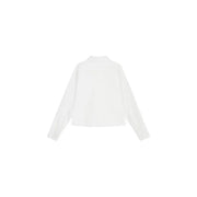 Armani Exchange women white long-sleeved cropped cotton jacket with simple collar and clean lines