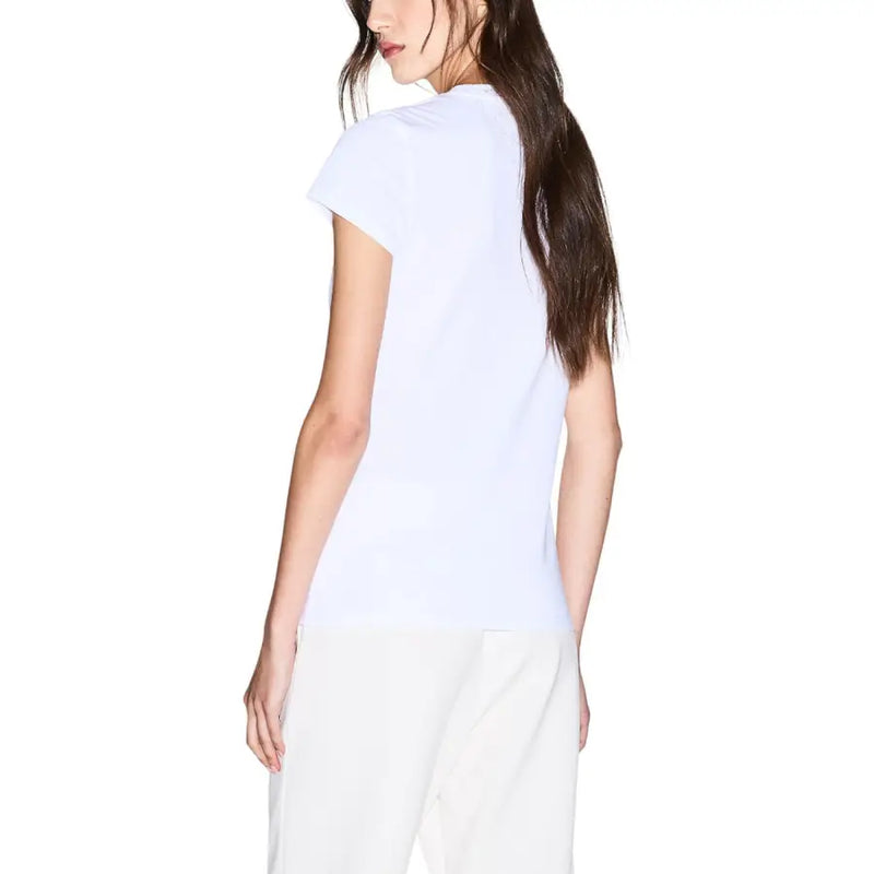 Armani Exchange women white print cotton short-sleeved t-shirt