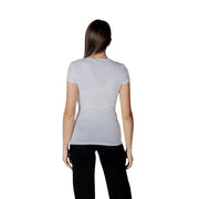 Armani Exchange womens white print cotton t-shirt, light gray short-sleeved round neckline