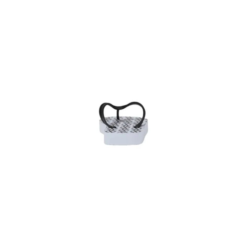 Armani Exchange women white rubber platform flip-flops with black heart-shaped thong and geometric patterned sole