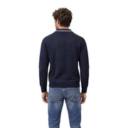 Armani Exchange Polo en laine bleu marine pour homme, col et poignets côtelés, vue de face