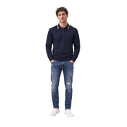 Armani Exchange Polo en laine bleu marine pour homme, avec col et patte de boutonnage blancs, vue de face
