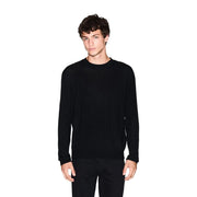 Armani Exchange Pull en laine noire pour homme, à maille texturée discrète, vue de face