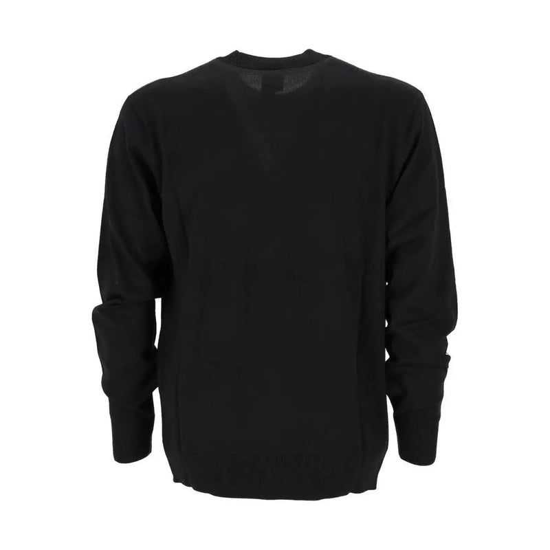 Armani Exchange Pull en laine noire pour homme, en tissu lisse et uni, vue de face
