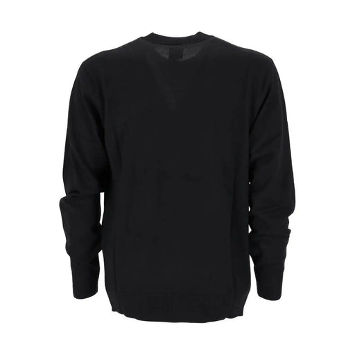 Armani Exchange Pull en laine noire pour homme, en tissu lisse et uni, vue de face
