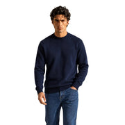 Armani Exchange Pull en laine bleu marine pour homme, col rond et poignets côtelés, vue de face