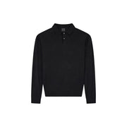 Armani exchange Pull en laine pour homme noir, col classique et patte de boutonnage, vue de face