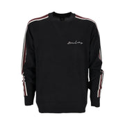 Armani Exchange Pull en laine pour homme, noir avec manches rayées bordeaux et blanches, vue de face