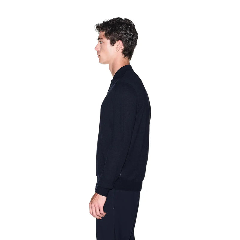 Armani Exchange Pull en laine noir pour homme, style blouson aviateur élégant, poignets côtelés, vue de face