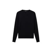 Armani Exchange Pull en laine noire pour homme avec logo brodé discret sur la poitrine gauche, vue de face