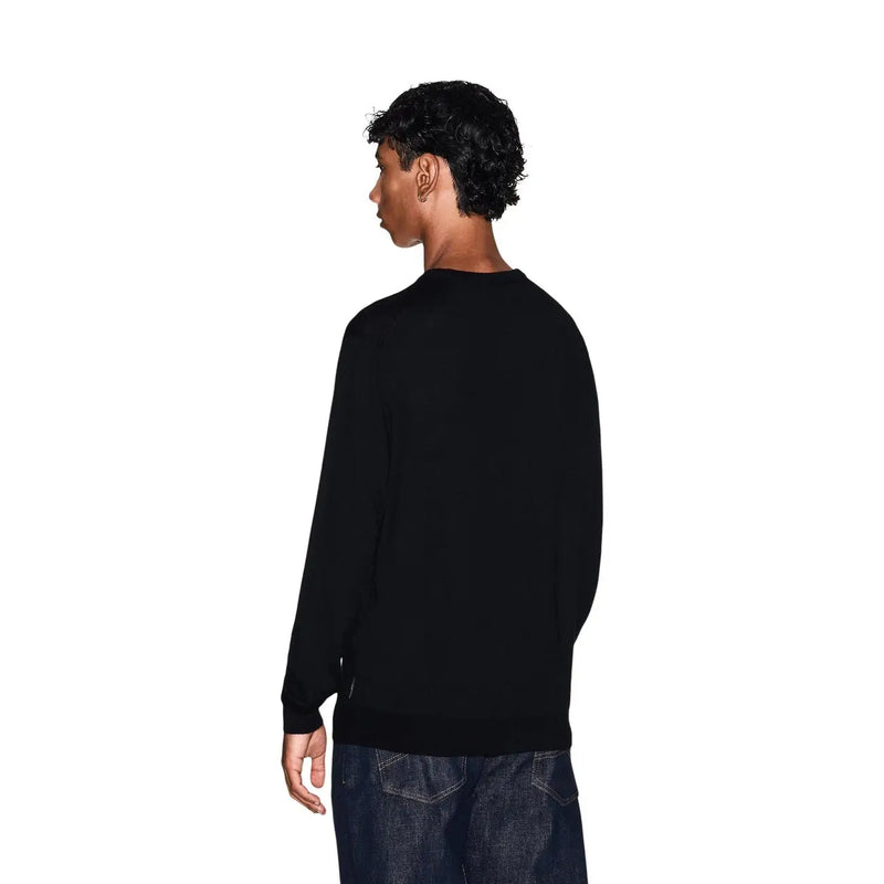 Armani Exchange Pull en laine noir pour homme, manches longues et col rond, vue de face