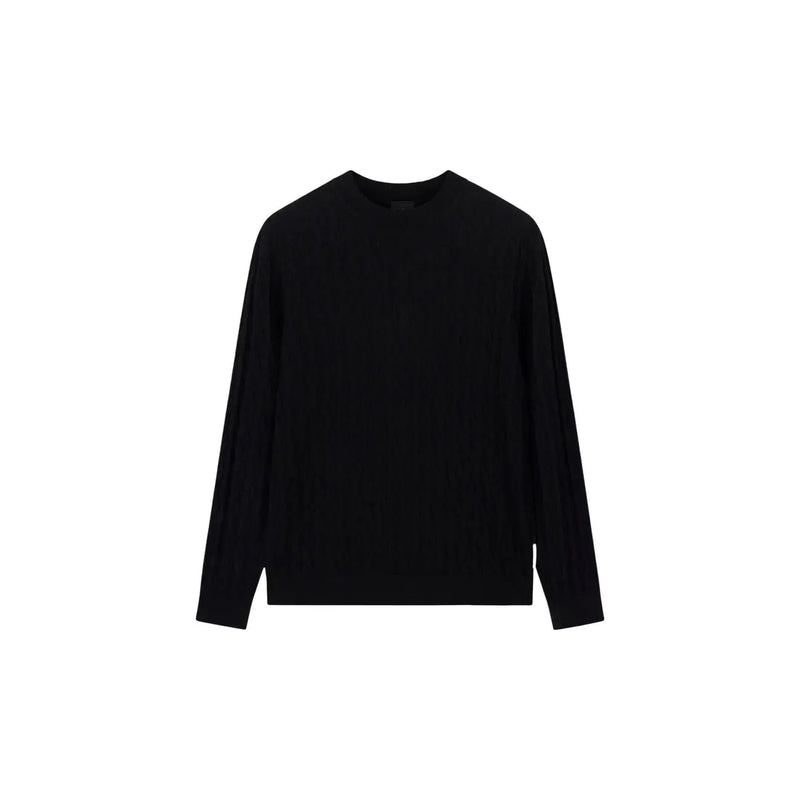 Armani Exchange Pull en laine noir pour homme, manches longues et col rond, vue de face