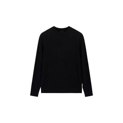 Armani Exchange Pull en laine noir pour homme, manches longues et col rond, vue de face