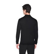 Armani Exchange Pull en laine noir pour homme, col montant et manches longues, vue de face