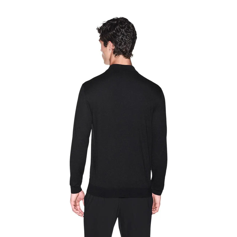 Armani Exchange Pull en laine noir pour homme, col montant et manches longues, vue de face