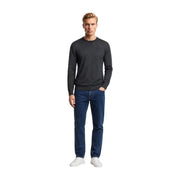 Armani Exchange Pull en laine pour homme, gris foncé, manches longues et col rond, vue de face