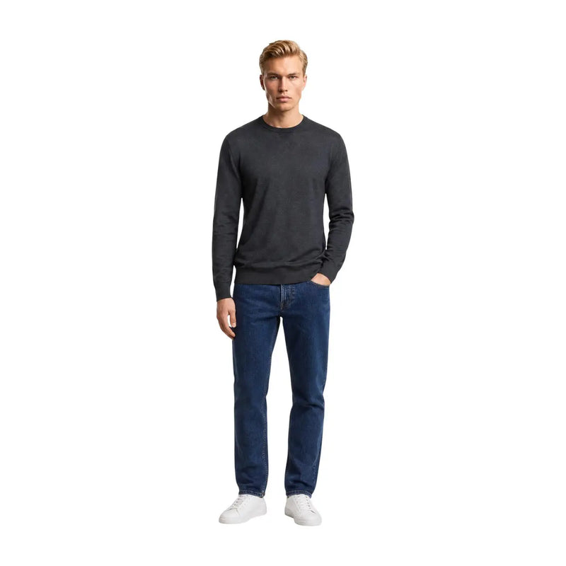 Armani Exchange Pull en laine pour homme, gris foncé, manches longues et col rond, vue de face