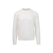 Armani Exchange Pull en laine pour homme, blanc, en maille douce texturée avec poignets côtelés, vue de face