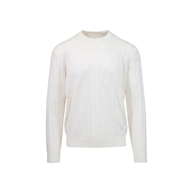 Armani Exchange Pull en laine pour homme, blanc, en maille douce texturée avec poignets côtelés, vue de face