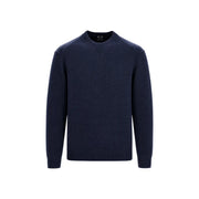 Armani Exchange Pull en laine bleu marine pour homme, poignets et ourlet côtelés, vue de face