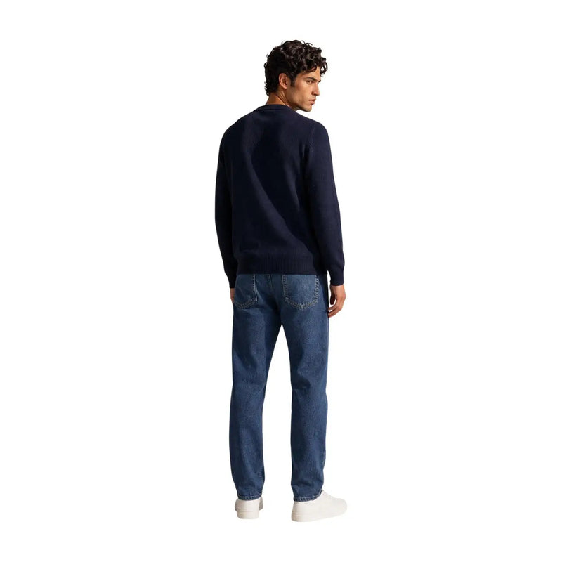 Armani Exchange Pull en laine bleu marine pour homme, en maille douce et texturée, vue de face