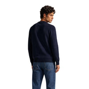 Armani Exchange Pull en laine bleu marine pour homme, col rond et poignets côtelés, vue de face