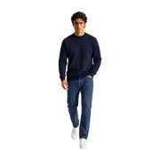 Armani Exchange Pull en laine bleu marine pour homme, col rond et poignets côtelés, vue de face