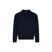 Armani Exchange Pull en laine bleu marine pour homme, col classique et patte de boutonnage à deux boutons, vue de face