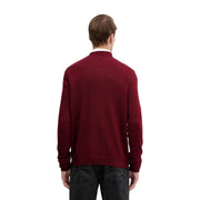 Armani Exchange Pull en laine pour femme, couleur bordeaux profond, maille côtelée et col rond, vue de face