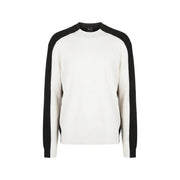 Armani Exchange Pull en laine pour femme, écru et noir, épaules côtelées et manches raglan, vue de face