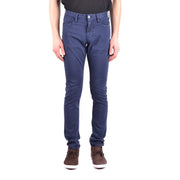 Armani jeans men blue cotton elastane dark blue slim-fit jeans with classic five-pocket design and white button closure