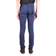 Navy blue slim-fit denim jeans with subtle texture and classic back pocket design by Armani Jeans men cotton elastane
