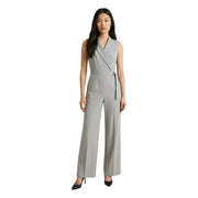 Combinaison Artigli pour femme, grise, sans manches, à col en V, avec ceinture à la taille et pantalon à jambes larges en tissu doux.