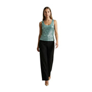 Articles femmes top Débardeur vert à paillettes, col rond, en polyester avec des paillettes turquoise scintillantes