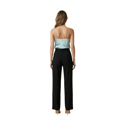 Pantalon noir taille haute à jambes larges, assorti aux vêtements Artigli pour femmes top bretelles vertes col en V polyester actp004367