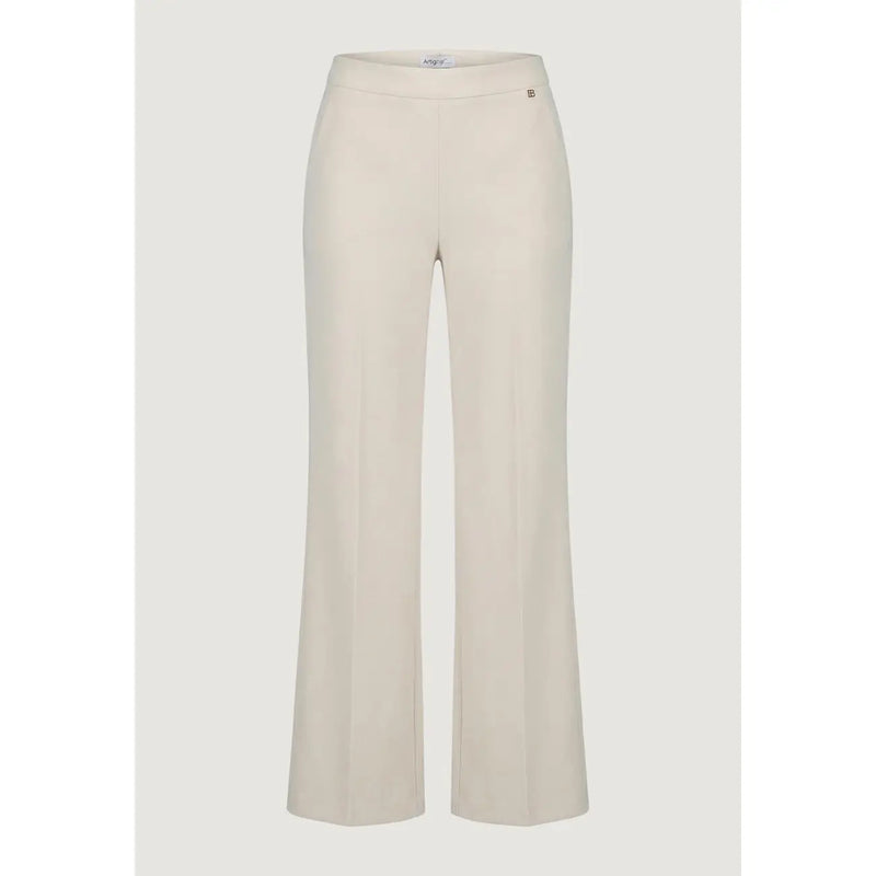 Pantalon Artigli pour femme, couleur crème, coupe droite et tailleur, avec logo discret sur la ceinture.