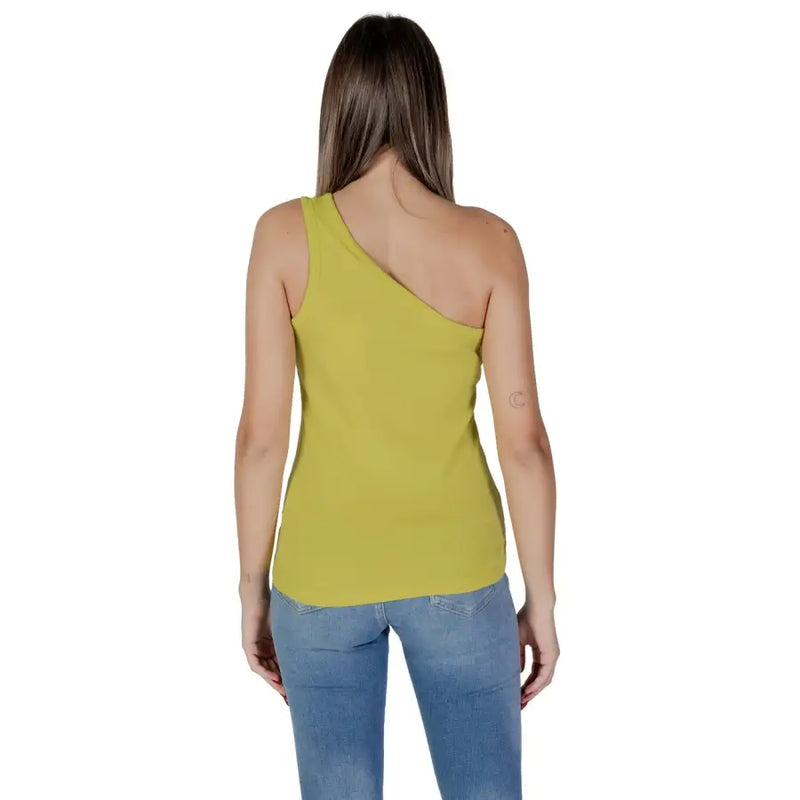 B.young women’s vibrant lime green one-shoulder fitted tank top ideal for casual summer wear