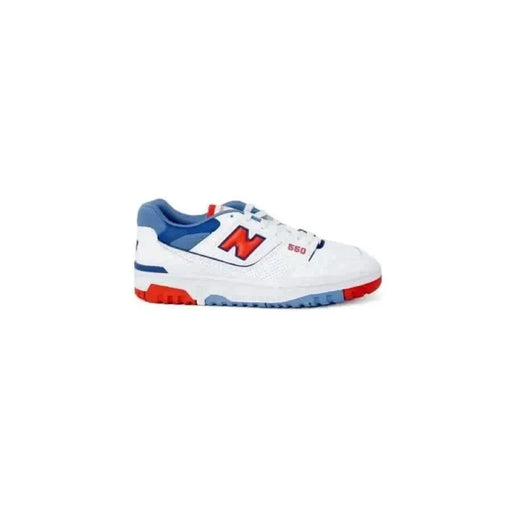 New Balance 550 sneaker in white, blue, and red colorway for women from New Balance