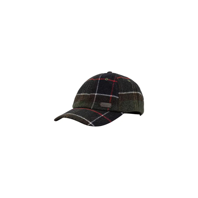 Casquette Barbour Galingale pour homme en laine à carreaux vert foncé et rouge à tissage texturé, vue de face