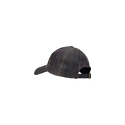 Casquette Barbour Haydon Tartan pour homme, en tartan gris foncé à rayures rouges et blanches, avec sangle réglable noire, vue de face