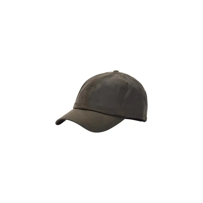 Olive green baseball cap with a structured brim and adjustable strap.