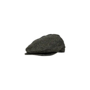 Tweed flat cap with a classic design and dark gray color.