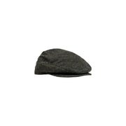 Charcoal gray flat cap with textured pattern, likely wool or tweed material.
