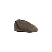 Casquette Barbour pour homme en coton ciré marron foncé, avec texture froissée classique et surpiqûres discrètes (vue de face)
